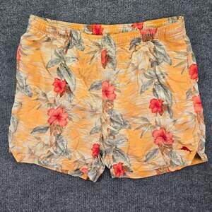 Tommy Bahama Relax Swim Trunks Mens Large Orange Floral Lined Beach Pool Shorts